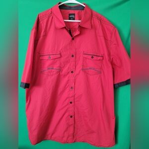 Vertical Sport Red Shirt 4XL Collared Dress Button Up Mens Fishing Big Plus Size